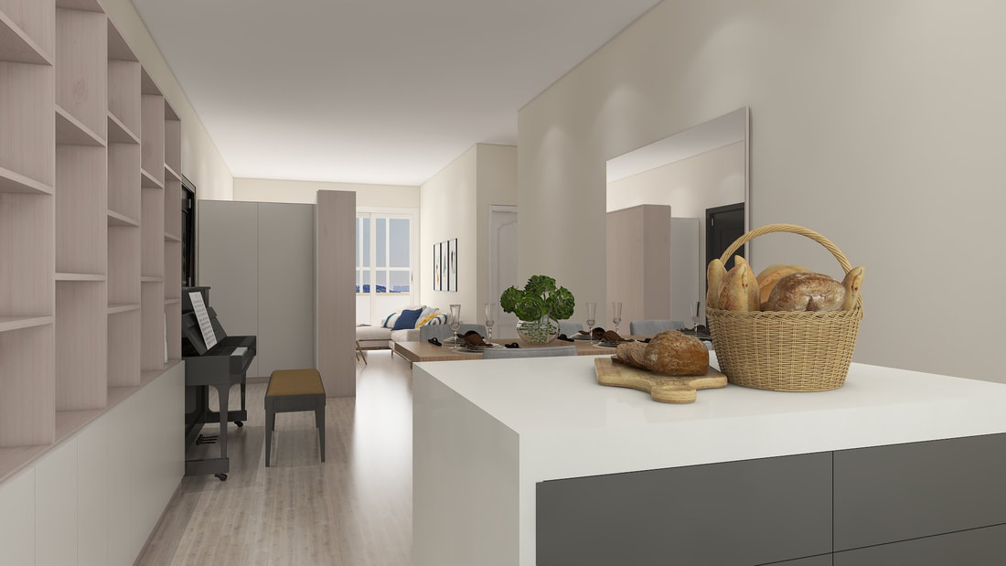 室內設計-系統櫃ㄇ型結合中島廚具設計
